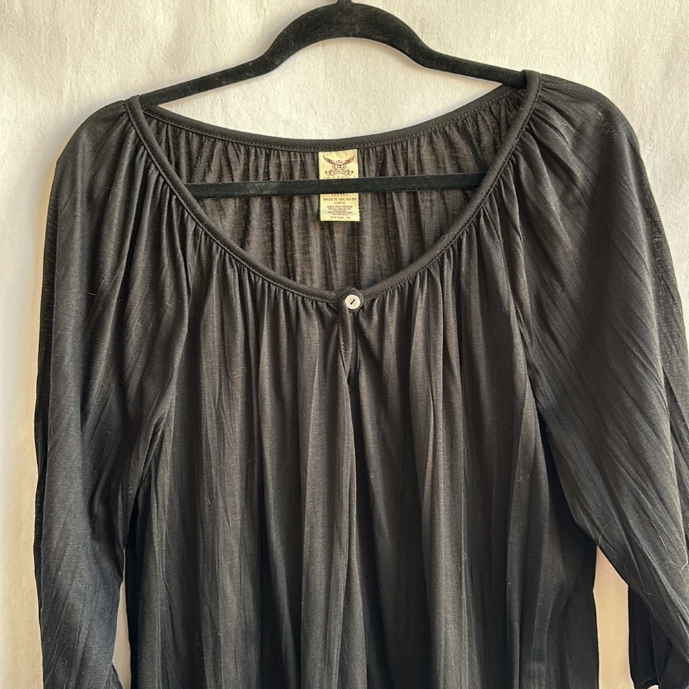 Faded Glory black semi-sheer peasant blouse, size 1X (16W) - Picture 2 of 6